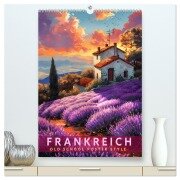 Frankreich - Old School Poster Style (hochwertiger Premium Wandkalender 2025 DIN A2 hoch), Kunstdruck in Hochglanz - Val Thoermer